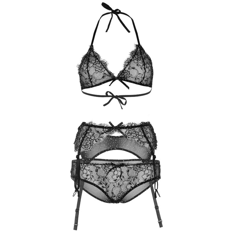 Leg Avenue-Set di biancheria intima 3 pezzi con strass M · Lingerie sexy donna (immagine 4)