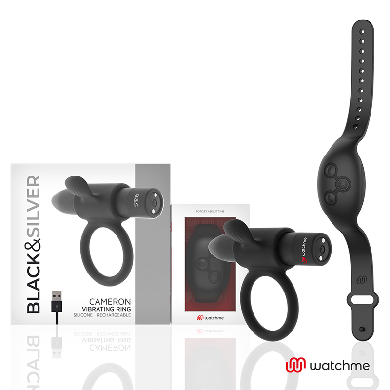Black&silver-Cameron Anello fallico con Telecomando Watchme-Silicone — BLACK&SILVER · Anelli & Guaine per pene (immagine 7)
