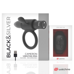 Black&silver-Cameron Anello fallico con Telecomando Watchme-Silicone — BLACK&SILVER · Anelli & Guaine per pene (immagine 3)