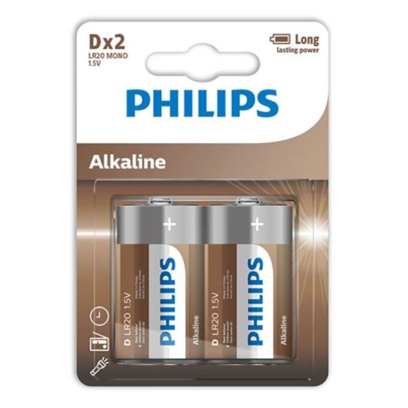 Phillips-Batteria alcalina D LR20 Blister*2