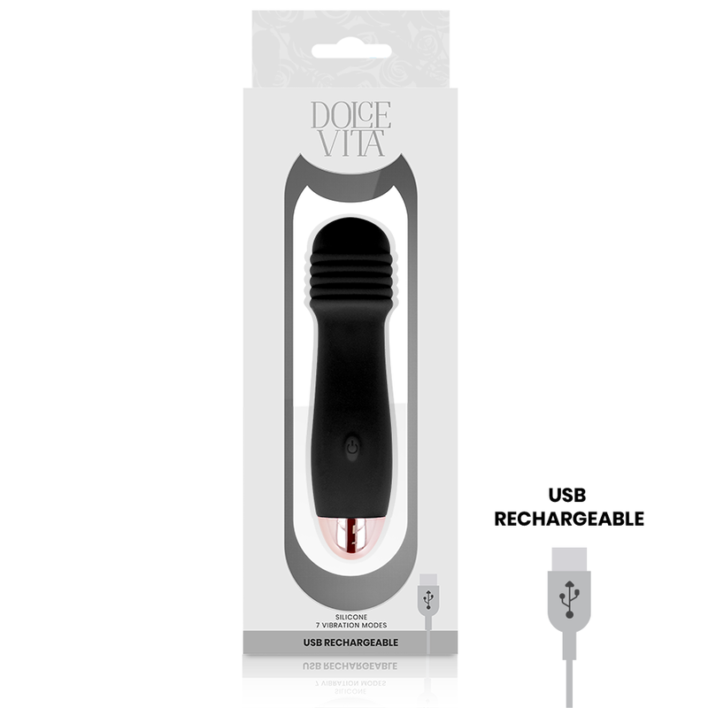Dolce Vita-Vibratore ricaricabile Three Black 7 Velocità-Silicone, 7 · Vibratori (immagine 3)