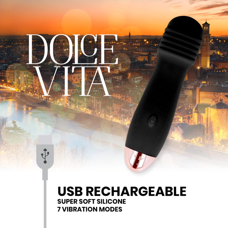 Dolce Vita-Vibratore ricaricabile Three Black 7 Velocità-Silicone, 7 · Vibratori (immagine 2)