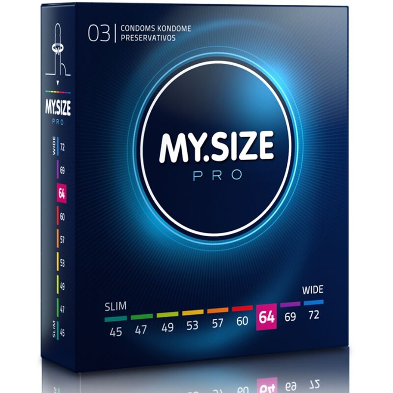 My Size Pro-Pro Preservativi 64 mm, 3 Pezzi-Lattice