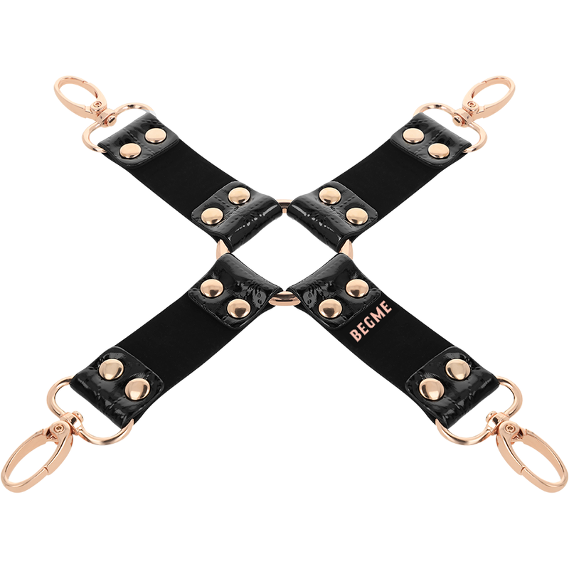 Begme Black Edition-Black Edition Vegan Leather Hog Tie-Metal — BEGME FETISH GAMES · Bondage & Manette (imaginea 4)