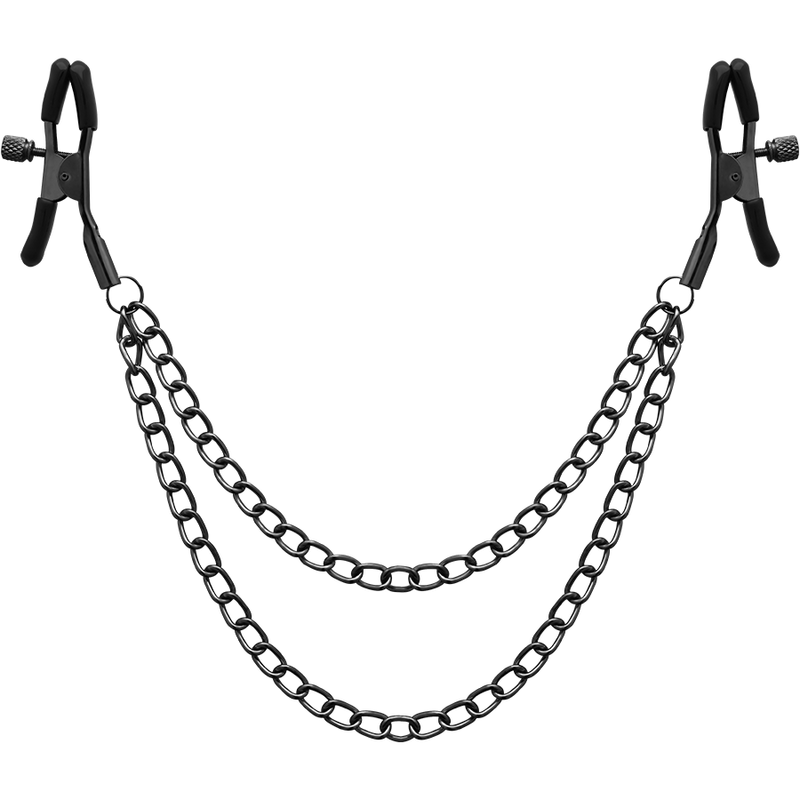 BEGME RED EDITION PINZAS PEZONES CON CADENA Begme Red Edition-Morsetti per capezzoli edizione Rossa con catena — BEGME FETISH GAMES · Accessori BDSM