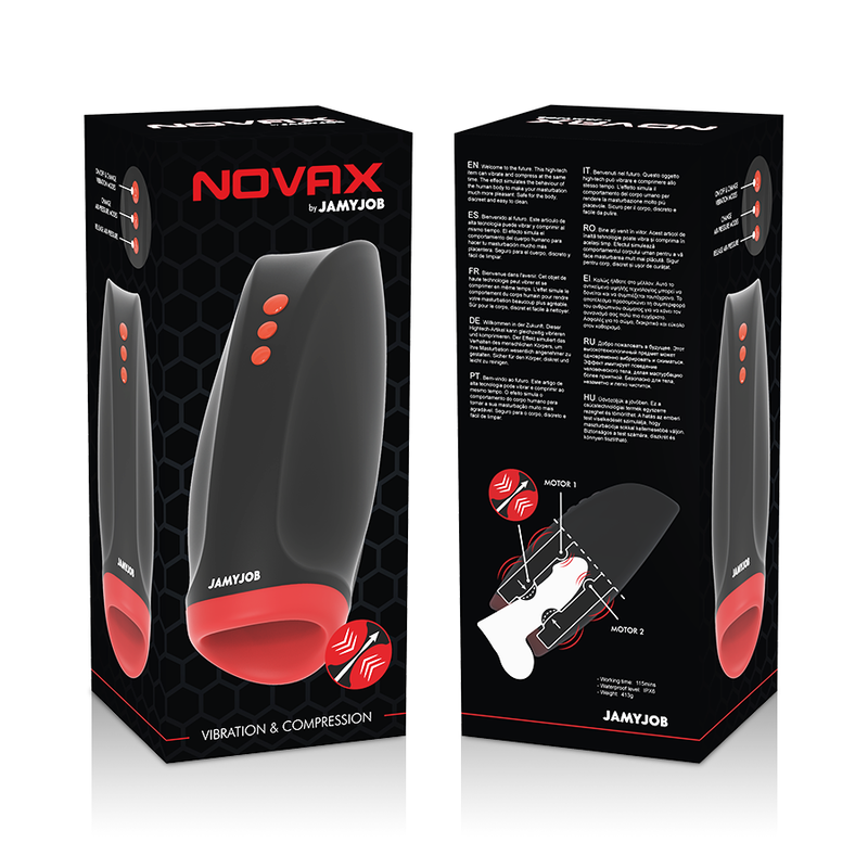Jamyjob-Novax Masturbatore a Vibrazione e Compressione-Silicone, 10 · Masturbatori (imaginea 5)