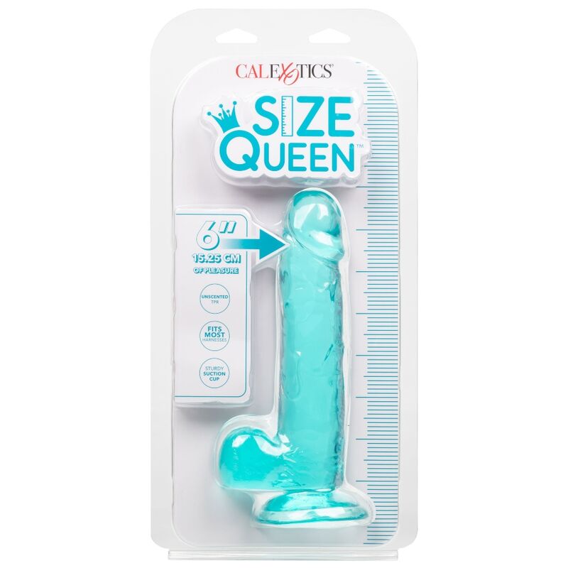 Calexotics-Size Queen Dildo Blue 15.3 cm-TPR, Impermeabile, Ventosa · Dildo & Stimolatori (imaginea 5)
