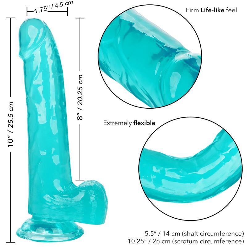Calexotics-Size Queen Dildo Blu 20,3 cm-TPR, impermeabile · Dildo & Stimolatori (imaginea 4)