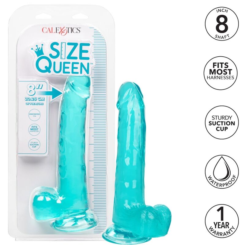 Calexotics-Size Queen Dildo Blu 20,3 cm-TPR, impermeabile · Dildo & Stimolatori (imaginea 7)