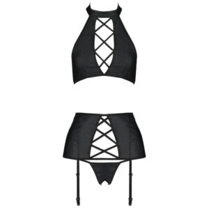Passion-Nancy Set Tre Pezzi In Pelle Ecologica · Lingerie sexy donna (immagine 3)