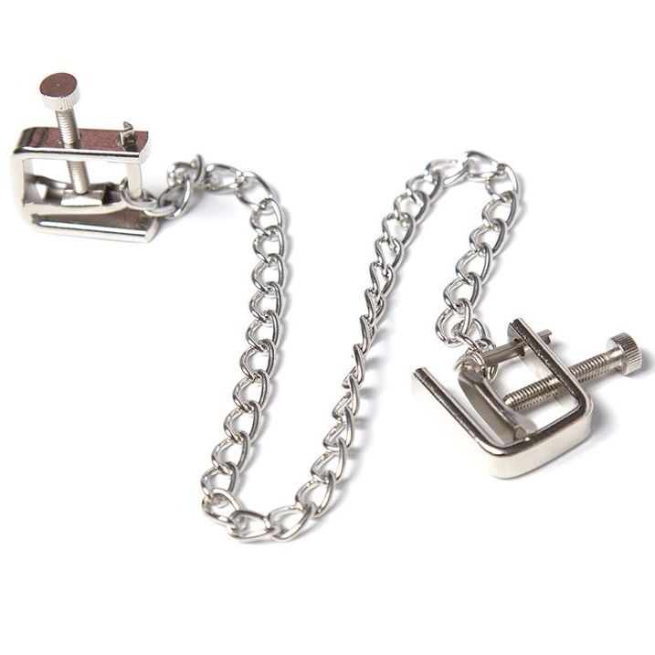 Ohmama Fetish-Morsetti metallici regolabili a vite e catena 1 Ohmama Fetish-Morsetti metallici regolabili a vite e catena · Accessori BDSM