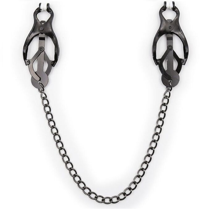 Ohmama Fetish-Morsetti per capezzoli giapponesi a catena Nero-Metal