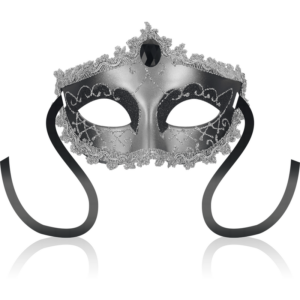 Ohmama Masks-Maschera veneziana Black Diamond Grigio