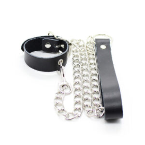Ohmama Fetish-Collana Pene e cinturino in pelle con catena in metallo · Accessori BDSM (immagine 4)