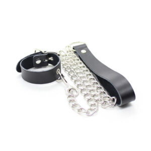 Ohmama Fetish-Collana Pene e cinturino in pelle con catena in metallo · Accessori BDSM (immagine 5)