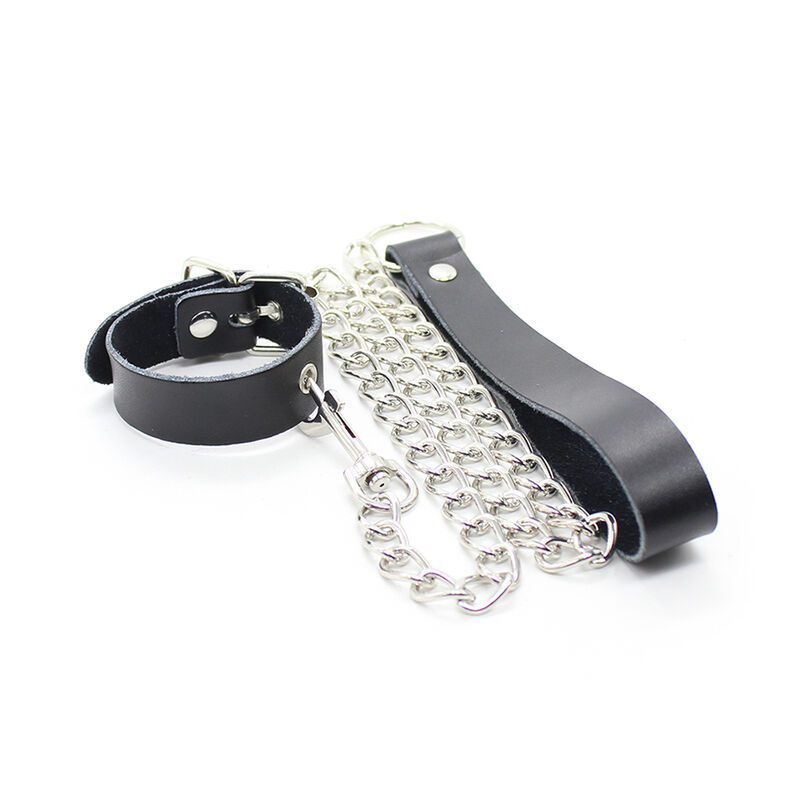 Ohmama Fetish-Collana Pene e cinturino in pelle con catena in metallo · Accessori BDSM (immagine 5)