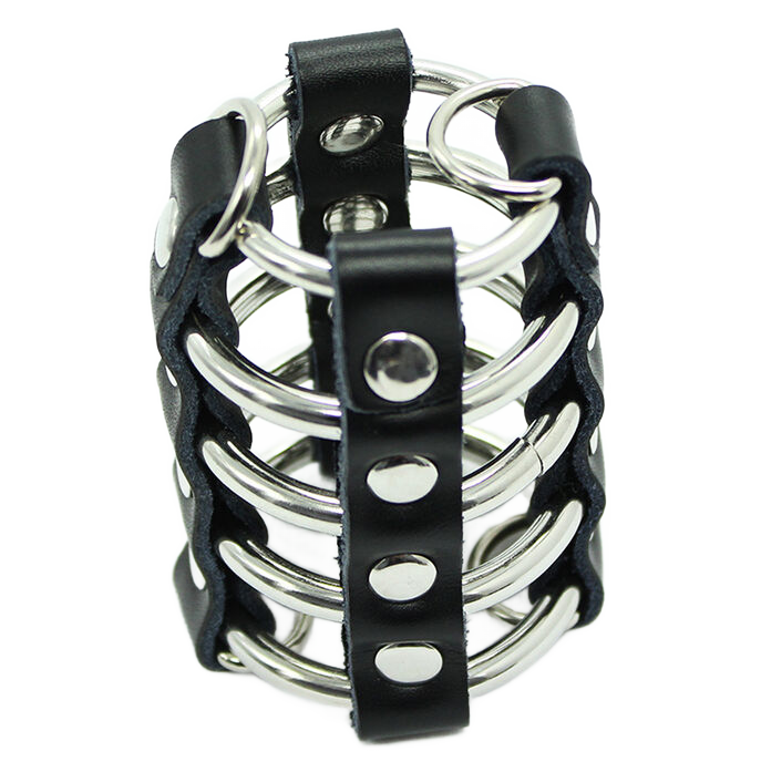Ohmama Fetish-Gabbia per il pene con anelli e cinghie metalliche 1 Ohmama Fetish-Gabbia per il pene con anelli e cinghie metalliche · Accessori BDSM