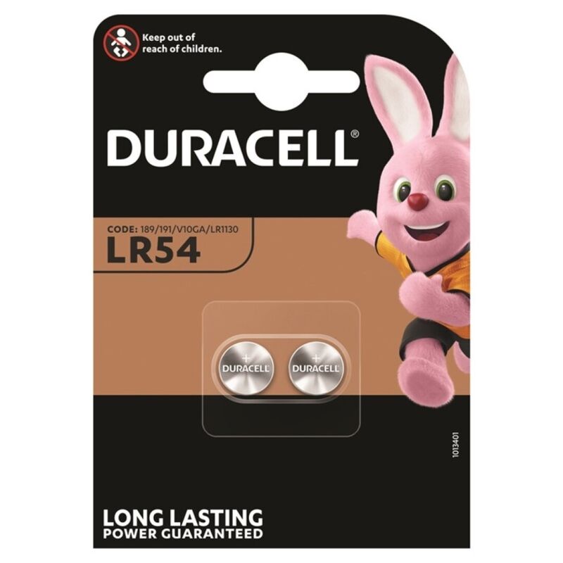 Duracell-Batteria Pulsante Alcalina LR54 LR1130 AG10 1,5V 2 Unità