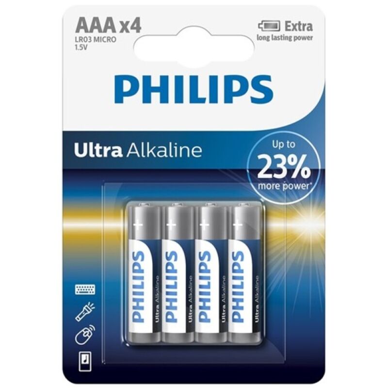Philips-Batteria Ultra Alcalina Aaa LR03, 4 Pezzi 1 Philips-Batteria Ultra Alcalina Aaa LR03, 4 Pezzi — PHILLIPS · Batterie & Accessori