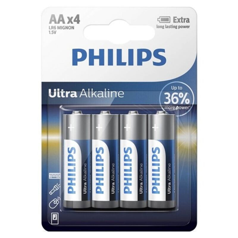 Phillips-Batterie Ultra Alcaline Aa LR6 - 4 Pezzi