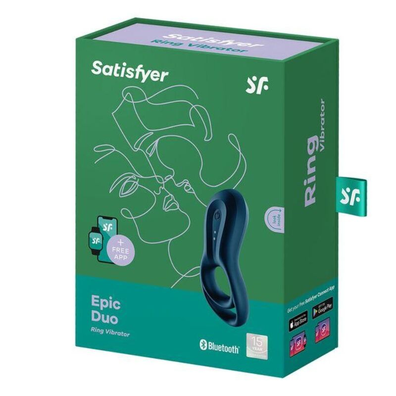 Satisfyer Connect-Epic Duo Anello Vibratore App Blue-Silicone, 12 · Anelli & Guaine per pene (immagine 2)