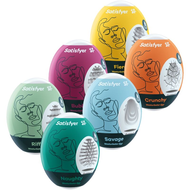 Satisfyer Eggs-Set 6 Uova Masturbatrici Eggcited Hydro-active-TPE 1 Satisfyer Eggs-Set 6 Uova Masturbatrici Eggcited Hydro-active-TPE · Kit di giocattoli