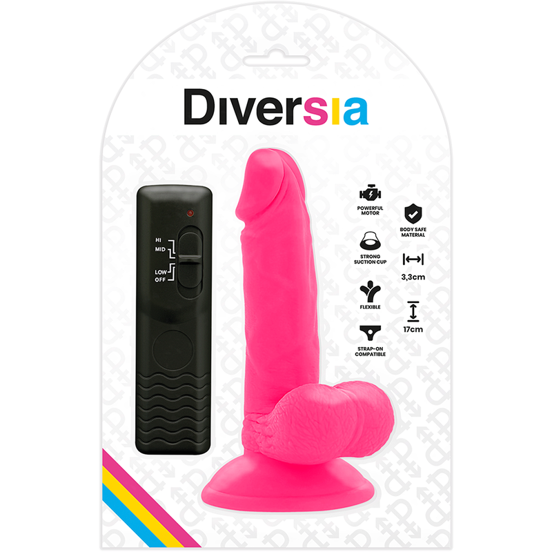 Diversia-Flessibile Vibrating Dildo Pink 17 cm -o- 3.3 cm- TPE · Vibratori (immagine 6)