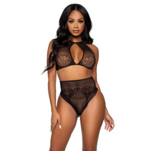 Leg Avenue Sets-Due pezzi Halter Crop Top e Tanga One Size · Lingerie sexy donna