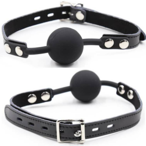 Ohmama Fetish-Ball Gag in Silicone con cinturino in imitazione di pelle