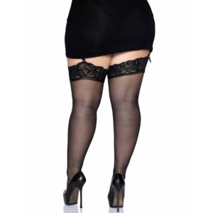 Leg Avenue Hosiery-Outlet - Calze Nere in Nylon con Top