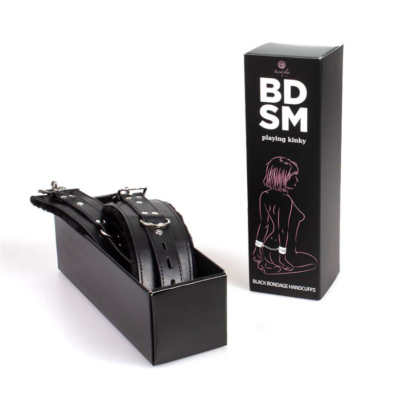 Secretplay 100% Fetish-Polsini Bondage Neri, Collezione Bdsm-Metal · Accessori BDSM (imaginea 5)