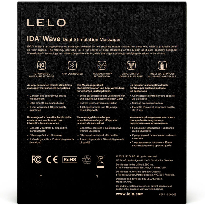 Lelo-Ida Wave Massager per Coppia, Nero-Silicone, 10 velocità, App · Vibratori (imaginea 5)