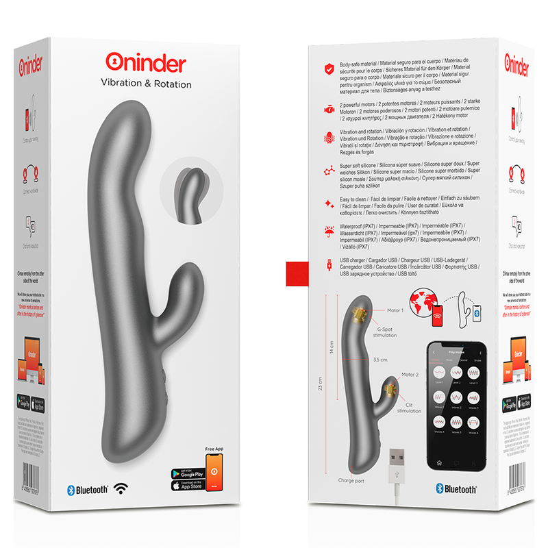 Oninder-Oslo vibratore coniglio con rotazione e applicazione · Giocattoli per coppie (imaginea 4)