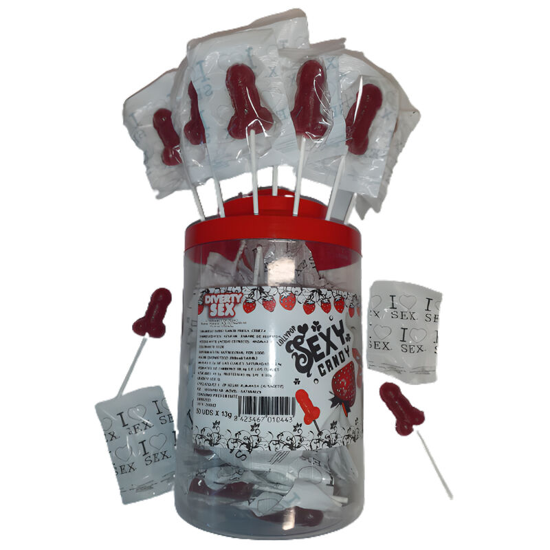 Diablo Picante-50 Lecca-lecca Penis Fragole e Ciliegie, 50 Pezzi 1 Diablo Picante-50 Lecca-lecca Penis Fragole e Ciliegie, 50 Pezzi — DIVERTY SEX · Dolciumi & Regali