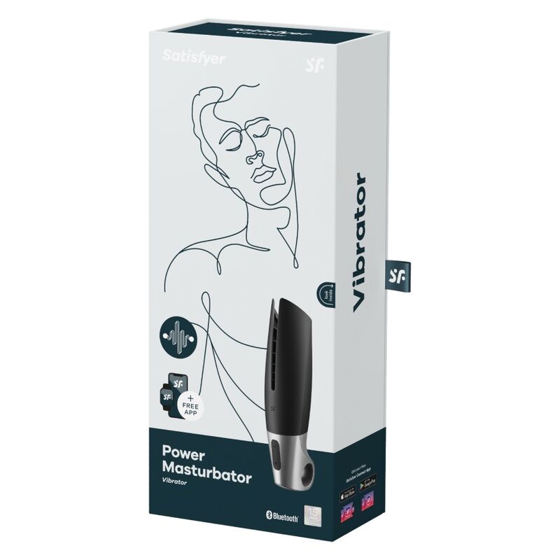 Satisfyer Men-Power Masturbatore Nero-ricaricabile, App, USB · Masturbatori (immagine 2)