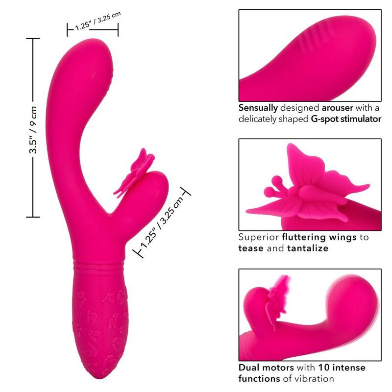 Calexotics-Butterfly Kiss Flutter Rosa-10 velocità, Ricaricabile, USB · Vibratori (imaginea 10)