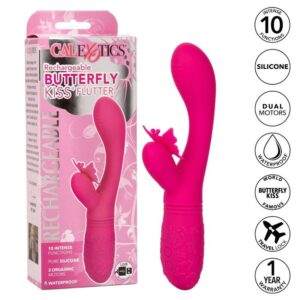 Calexotics-Butterfly Kiss Flutter Rosa-10 velocità, Ricaricabile, USB · Vibratori (imaginea 9)