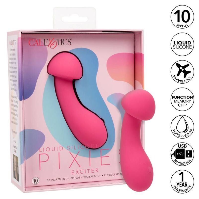 Calexotics-Pixies Exciter Rosa-Silicone, 10 velocità, Ricaricabile · Vibratori (imaginea 10)