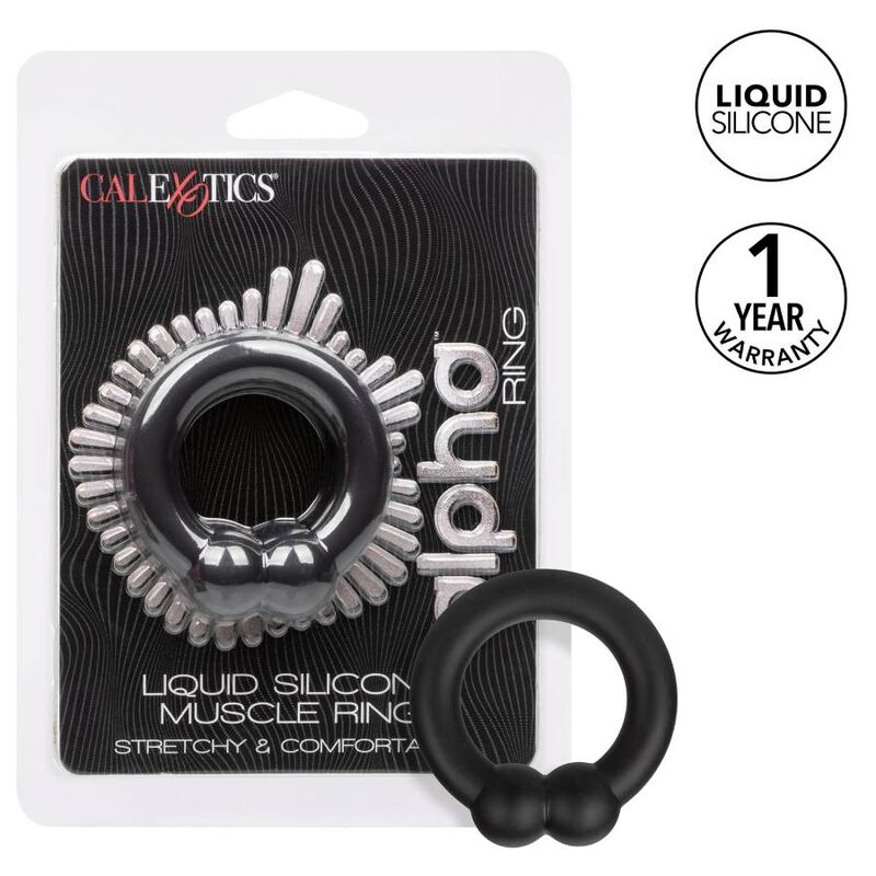 Calexotics-Alpha Muscle Ring Nero-Silicone, impermeabile · Anelli & Guaine per pene (immagine 2)