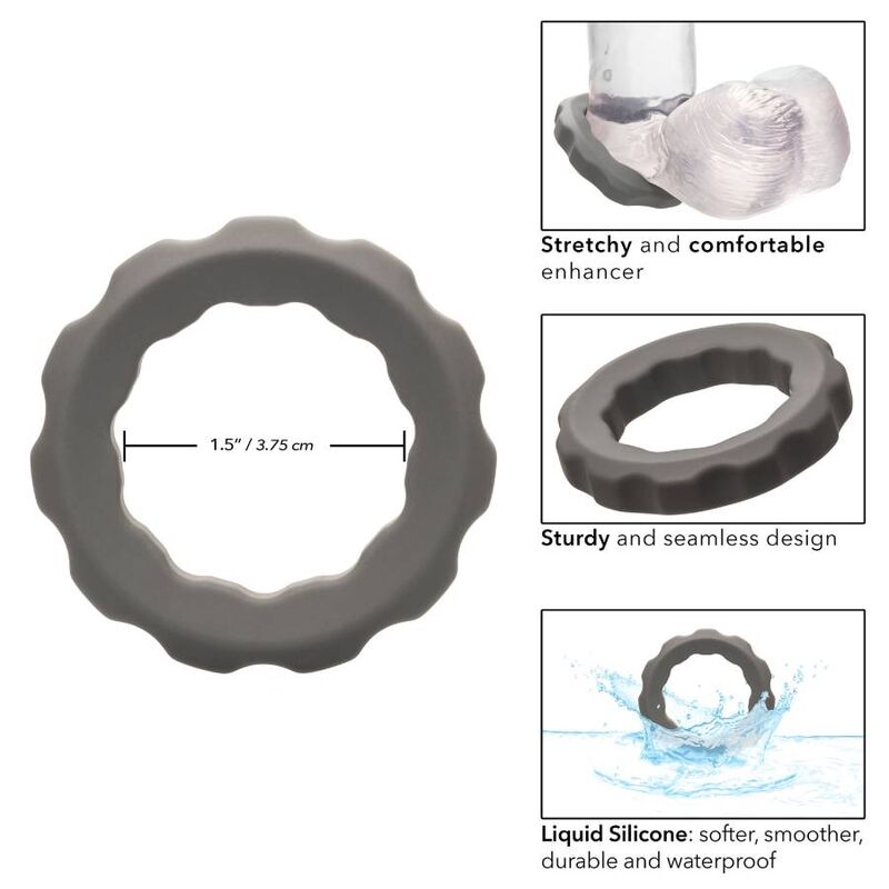 Calexotics-Alpha Anello Erect Grigio-Silicone, Impermeabile · Anelli & Guaine per pene (immagine 7)