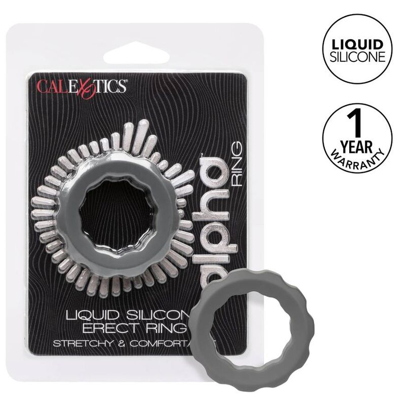 Calexotics-Alpha Anello Erect Grigio-Silicone, Impermeabile · Anelli & Guaine per pene (immagine 2)
