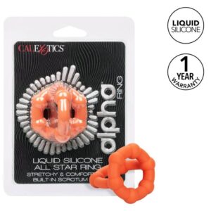 Calexotics-Alpha All Star Ring arancione-silicone, impermeabile · Anelli & Guaine per pene (imaginea 2)