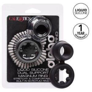 Calexotics-Alpha Dual Magnum Ring Nero-Silicone, impermeabile · Anelli & Guaine per pene (imaginea 2)