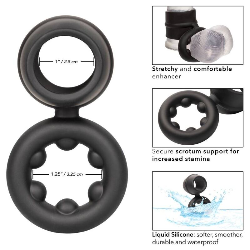 Calexotics-Alpha Dual Magnum Ring Negru-Silicon, Waterproof · Inele & Mansoane Penis (imaginea 5)