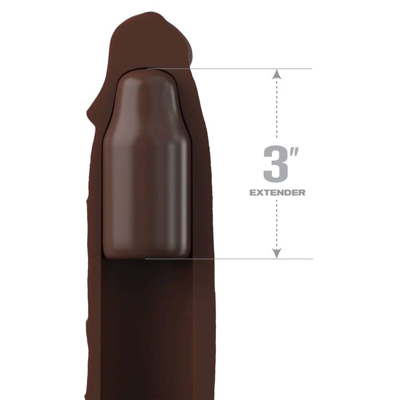 Fantasy X-tensioni-Guaina 22,86 cm + 7,62 cm Estensore Marrone-Silicone — PIPEDREAMS · Anelli & Guaine per pene (immagine 2)