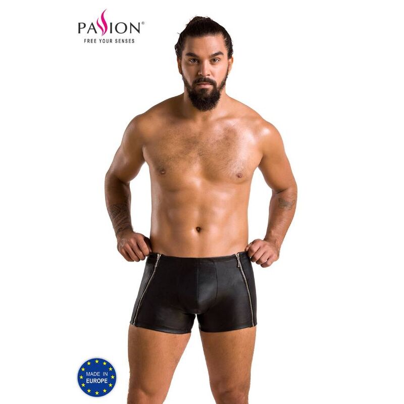 Passion-049 Short Nero Mat, Pelle ecologica · Intimo uomo