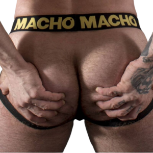 Macho Underwear-MX25AC Jock Imitazione Pelle Gialla
