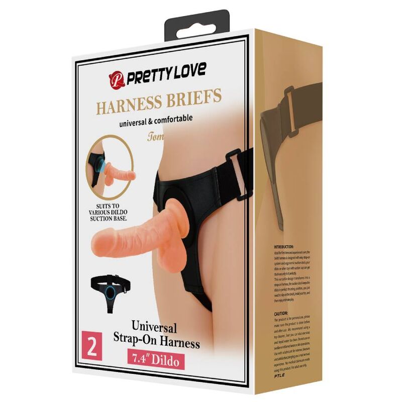 Harness Collection-Mutandine Harness Universale con Dildo Tom 20 cm — PRETTY LOVE · Strap-on & Imbracature (immagine 6)