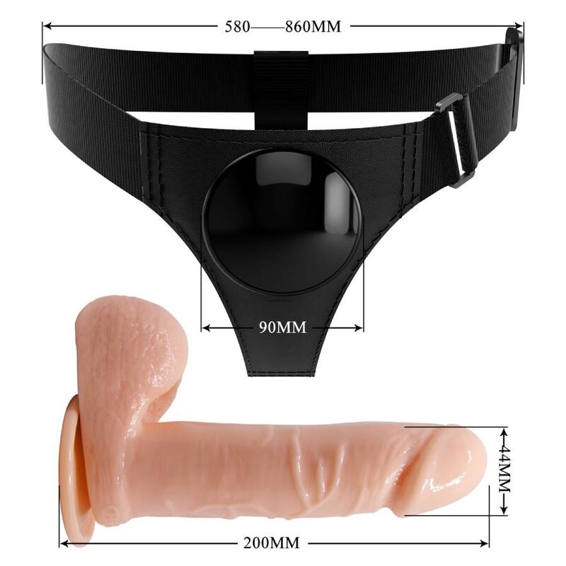 Harness Collection-Mutandine Harness Universale con Dildo Tom 20 cm — PRETTY LOVE · Strap-on & Imbracature (immagine 7)