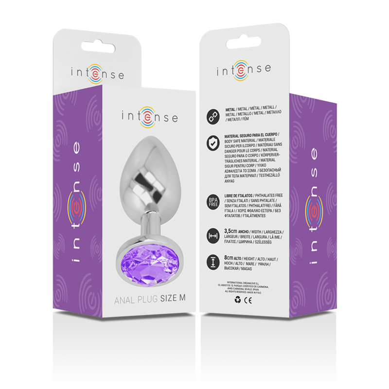 Intense Anal Toys-Plug anale in metallo in Alluminio con Cristallo-Viola, Taglia M · Accessori BDSM (imaginea 5)